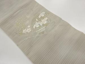 絽綴れ丸に秋草・流水模様織出し名古屋帯